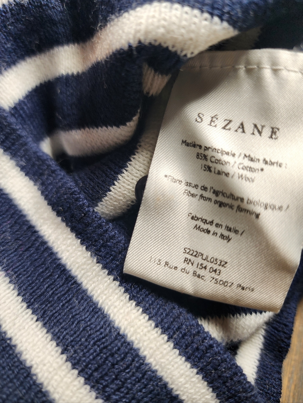 Sezane Navy And White Simon Jumper Sweater Size S - Picture 6 of 8